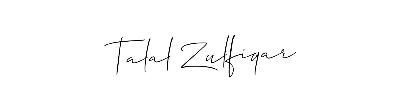Also You can easily find your signature by using the search form. We will create Talal Zulfiqar name handwritten signature images for you free of cost using Allison_Script sign style. Talal Zulfiqar signature style 2 images and pictures png
