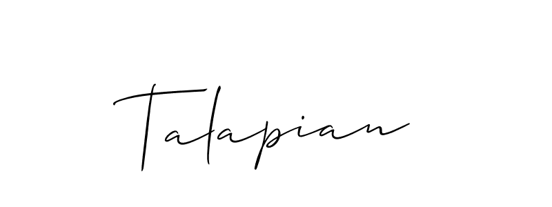 Make a beautiful signature design for name Talapian. With this signature (Allison_Script) style, you can create a handwritten signature for free. Talapian signature style 2 images and pictures png