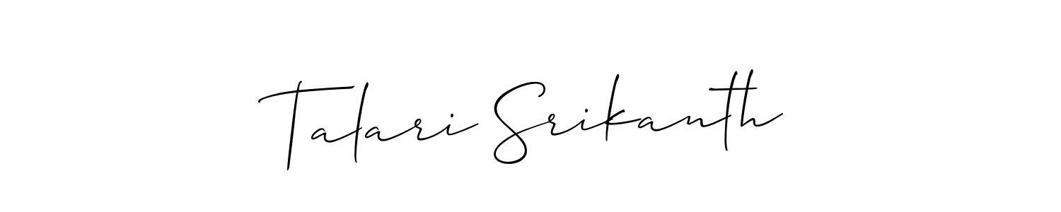 Use a signature maker to create a handwritten signature online. With this signature software, you can design (Allison_Script) your own signature for name Talari Srikanth. Talari Srikanth signature style 2 images and pictures png