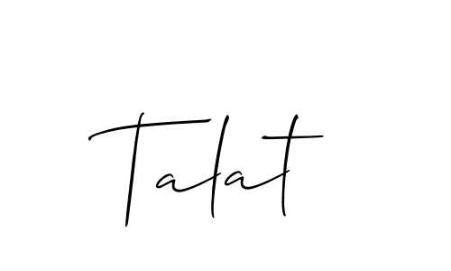 Create a beautiful signature design for name Talat. With this signature (Allison_Script) fonts, you can make a handwritten signature for free. Talat signature style 2 images and pictures png