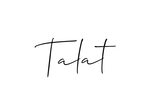 Make a beautiful signature design for name Talat. With this signature (Allison_Script) style, you can create a handwritten signature for free. Talat signature style 2 images and pictures png