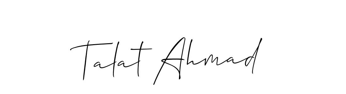 if you are searching for the best signature style for your name Talat Ahmad. so please give up your signature search. here we have designed multiple signature styles  using Allison_Script. Talat Ahmad signature style 2 images and pictures png