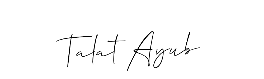 Talat Ayub stylish signature style. Best Handwritten Sign (Allison_Script) for my name. Handwritten Signature Collection Ideas for my name Talat Ayub. Talat Ayub signature style 2 images and pictures png