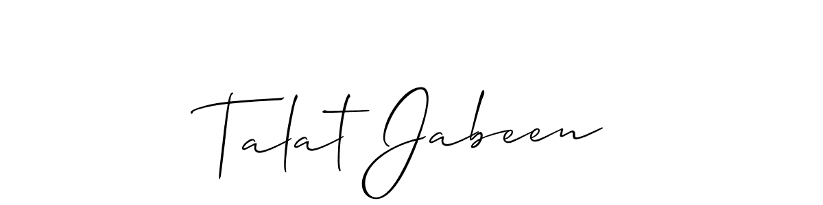 Make a short Talat Jabeen signature style. Manage your documents anywhere anytime using Allison_Script. Create and add eSignatures, submit forms, share and send files easily. Talat Jabeen signature style 2 images and pictures png