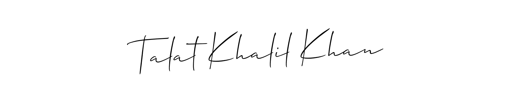 This is the best signature style for the Talat Khalil Khan name. Also you like these signature font (Allison_Script). Mix name signature. Talat Khalil Khan signature style 2 images and pictures png