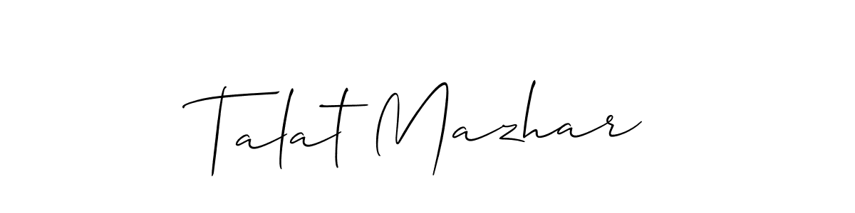 Make a beautiful signature design for name Talat Mazhar. With this signature (Allison_Script) style, you can create a handwritten signature for free. Talat Mazhar signature style 2 images and pictures png