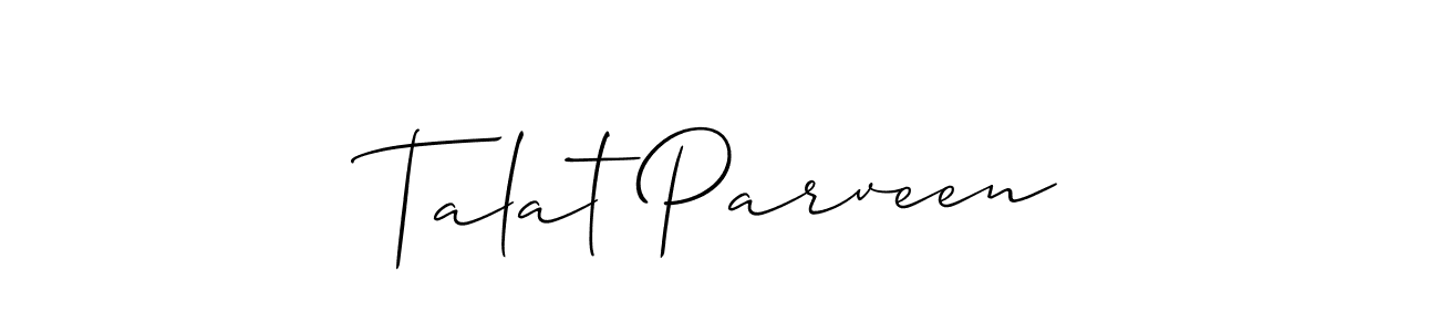 Allison_Script is a professional signature style that is perfect for those who want to add a touch of class to their signature. It is also a great choice for those who want to make their signature more unique. Get Talat Parveen name to fancy signature for free. Talat Parveen signature style 2 images and pictures png