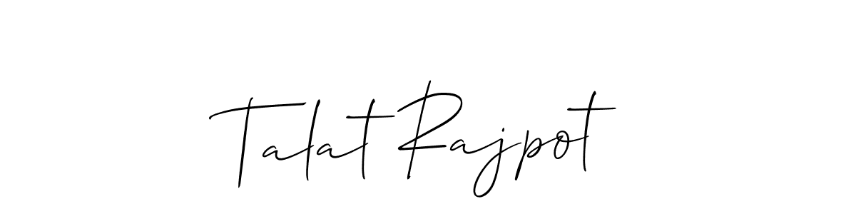 The best way (Allison_Script) to make a short signature is to pick only two or three words in your name. The name Talat Rajpot include a total of six letters. For converting this name. Talat Rajpot signature style 2 images and pictures png