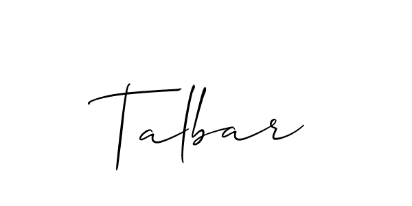 Allison_Script is a professional signature style that is perfect for those who want to add a touch of class to their signature. It is also a great choice for those who want to make their signature more unique. Get Talbar name to fancy signature for free. Talbar signature style 2 images and pictures png