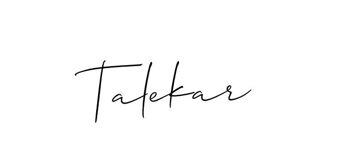 if you are searching for the best signature style for your name Talekar. so please give up your signature search. here we have designed multiple signature styles  using Allison_Script. Talekar signature style 2 images and pictures png