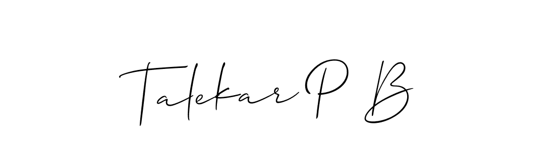 You can use this online signature creator to create a handwritten signature for the name Talekar P B. This is the best online autograph maker. Talekar P B signature style 2 images and pictures png