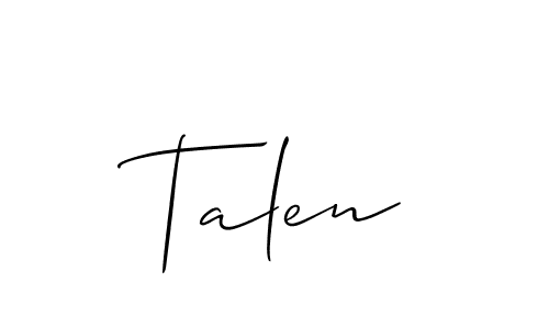 Similarly Allison_Script is the best handwritten signature design. Signature creator online .You can use it as an online autograph creator for name Talen. Talen signature style 2 images and pictures png