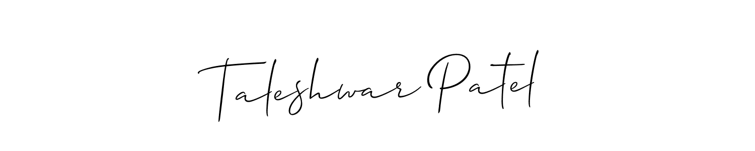 How to make Taleshwar Patel name signature. Use Allison_Script style for creating short signs online. This is the latest handwritten sign. Taleshwar Patel signature style 2 images and pictures png