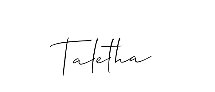 Use a signature maker to create a handwritten signature online. With this signature software, you can design (Allison_Script) your own signature for name Taletha. Taletha signature style 2 images and pictures png