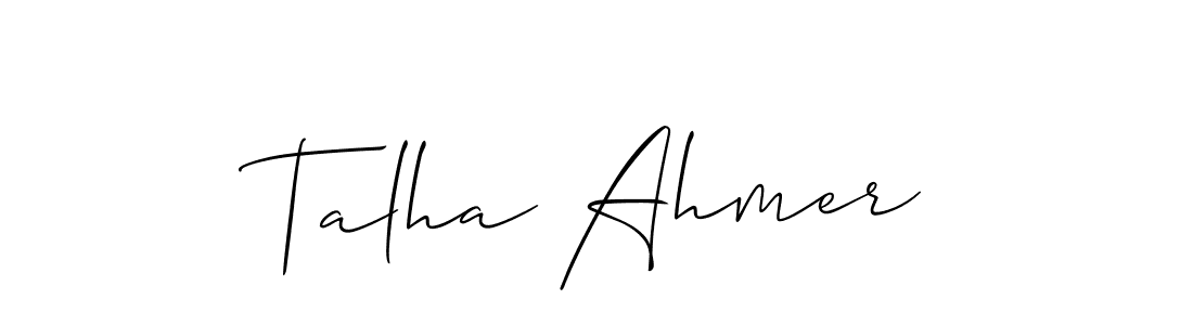 Create a beautiful signature design for name Talha Ahmer. With this signature (Allison_Script) fonts, you can make a handwritten signature for free. Talha Ahmer signature style 2 images and pictures png