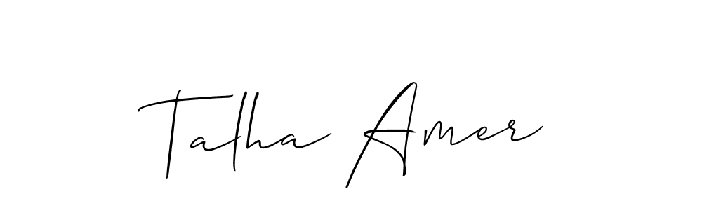 Create a beautiful signature design for name Talha Amer. With this signature (Allison_Script) fonts, you can make a handwritten signature for free. Talha Amer signature style 2 images and pictures png