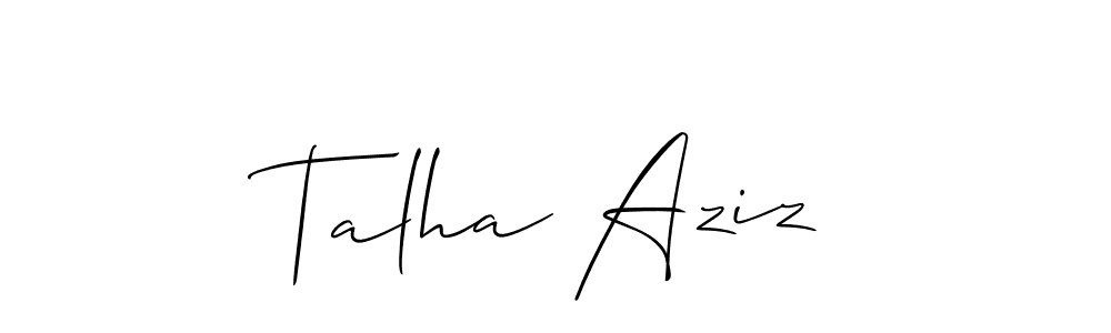 Design your own signature with our free online signature maker. With this signature software, you can create a handwritten (Allison_Script) signature for name Talha Aziz. Talha Aziz signature style 2 images and pictures png