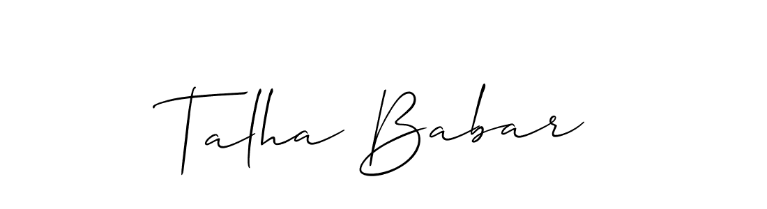 Create a beautiful signature design for name Talha Babar. With this signature (Allison_Script) fonts, you can make a handwritten signature for free. Talha Babar signature style 2 images and pictures png