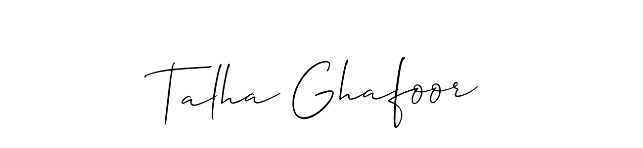 Also You can easily find your signature by using the search form. We will create Talha Ghafoor name handwritten signature images for you free of cost using Allison_Script sign style. Talha Ghafoor signature style 2 images and pictures png