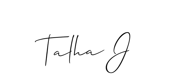 Allison_Script is a professional signature style that is perfect for those who want to add a touch of class to their signature. It is also a great choice for those who want to make their signature more unique. Get Talha J name to fancy signature for free. Talha J signature style 2 images and pictures png