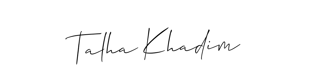 Similarly Allison_Script is the best handwritten signature design. Signature creator online .You can use it as an online autograph creator for name Talha Khadim. Talha Khadim signature style 2 images and pictures png