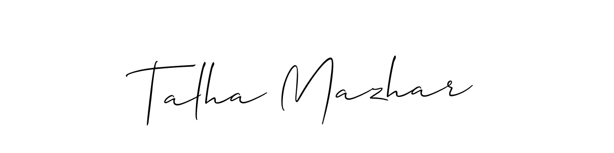 Also we have Talha Mazhar name is the best signature style. Create professional handwritten signature collection using Allison_Script autograph style. Talha Mazhar signature style 2 images and pictures png