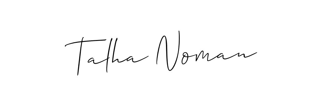 Create a beautiful signature design for name Talha Noman. With this signature (Allison_Script) fonts, you can make a handwritten signature for free. Talha Noman signature style 2 images and pictures png