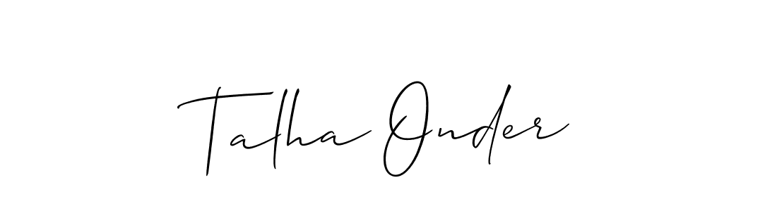 Use a signature maker to create a handwritten signature online. With this signature software, you can design (Allison_Script) your own signature for name Talha Onder. Talha Onder signature style 2 images and pictures png