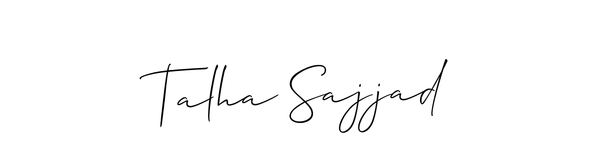 How to make Talha Sajjad name signature. Use Allison_Script style for creating short signs online. This is the latest handwritten sign. Talha Sajjad signature style 2 images and pictures png
