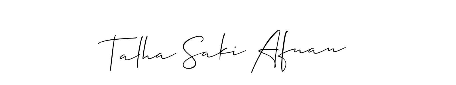 Design your own signature with our free online signature maker. With this signature software, you can create a handwritten (Allison_Script) signature for name Talha Saki Afnan. Talha Saki Afnan signature style 2 images and pictures png