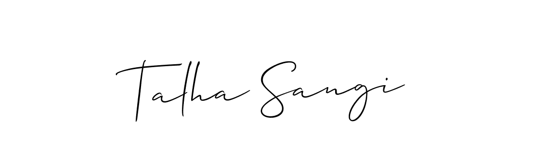 Use a signature maker to create a handwritten signature online. With this signature software, you can design (Allison_Script) your own signature for name Talha Sangi. Talha Sangi signature style 2 images and pictures png
