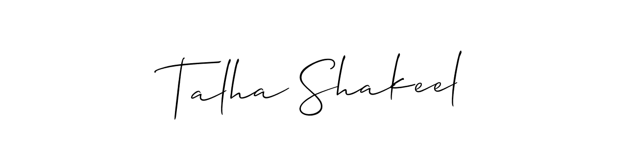 How to make Talha Shakeel name signature. Use Allison_Script style for creating short signs online. This is the latest handwritten sign. Talha Shakeel signature style 2 images and pictures png