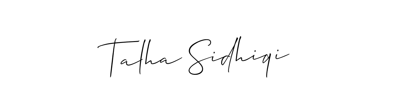 Use a signature maker to create a handwritten signature online. With this signature software, you can design (Allison_Script) your own signature for name Talha Sidhiqi. Talha Sidhiqi signature style 2 images and pictures png