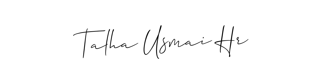 if you are searching for the best signature style for your name Talha Usmai Hr. so please give up your signature search. here we have designed multiple signature styles  using Allison_Script. Talha Usmai Hr signature style 2 images and pictures png