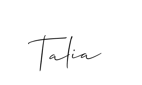 How to make Talia signature? Allison_Script is a professional autograph style. Create handwritten signature for Talia name. Talia signature style 2 images and pictures png