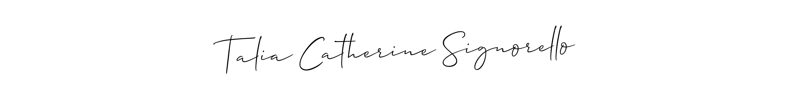 Create a beautiful signature design for name Talia Catherine Signorello. With this signature (Allison_Script) fonts, you can make a handwritten signature for free. Talia Catherine Signorello signature style 2 images and pictures png