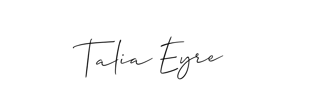 Check out images of Autograph of Talia Eyre name. Actor Talia Eyre Signature Style. Allison_Script is a professional sign style online. Talia Eyre signature style 2 images and pictures png