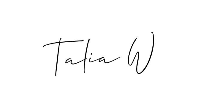 Also we have Talia W name is the best signature style. Create professional handwritten signature collection using Allison_Script autograph style. Talia W signature style 2 images and pictures png