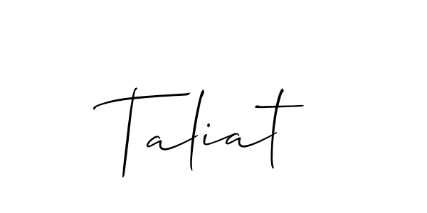 Make a beautiful signature design for name Taliat. With this signature (Allison_Script) style, you can create a handwritten signature for free. Taliat signature style 2 images and pictures png