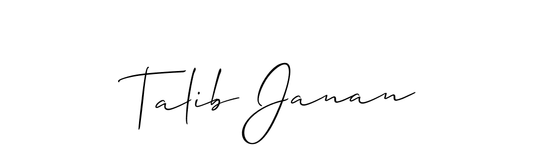 The best way (Allison_Script) to make a short signature is to pick only two or three words in your name. The name Talib Janan include a total of six letters. For converting this name. Talib Janan signature style 2 images and pictures png