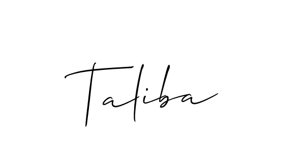 Allison_Script is a professional signature style that is perfect for those who want to add a touch of class to their signature. It is also a great choice for those who want to make their signature more unique. Get Taliba name to fancy signature for free. Taliba signature style 2 images and pictures png