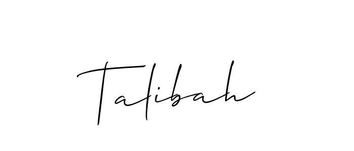 Also You can easily find your signature by using the search form. We will create Talibah name handwritten signature images for you free of cost using Allison_Script sign style. Talibah signature style 2 images and pictures png