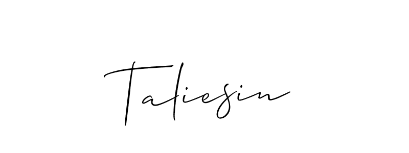 Make a beautiful signature design for name Taliesin. With this signature (Allison_Script) style, you can create a handwritten signature for free. Taliesin signature style 2 images and pictures png