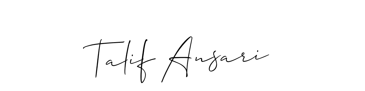 Use a signature maker to create a handwritten signature online. With this signature software, you can design (Allison_Script) your own signature for name Talif Ansari. Talif Ansari signature style 2 images and pictures png