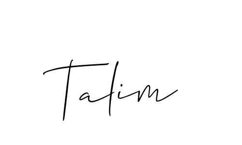 Allison_Script is a professional signature style that is perfect for those who want to add a touch of class to their signature. It is also a great choice for those who want to make their signature more unique. Get Talim name to fancy signature for free. Talim signature style 2 images and pictures png