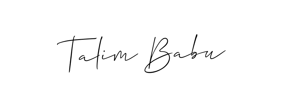 Allison_Script is a professional signature style that is perfect for those who want to add a touch of class to their signature. It is also a great choice for those who want to make their signature more unique. Get Talim Babu name to fancy signature for free. Talim Babu signature style 2 images and pictures png