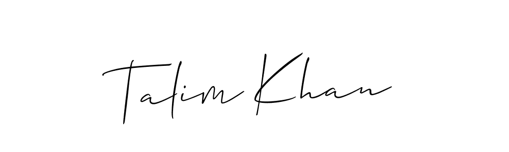Design your own signature with our free online signature maker. With this signature software, you can create a handwritten (Allison_Script) signature for name Talim Khan. Talim Khan signature style 2 images and pictures png