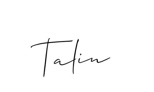 The best way (Allison_Script) to make a short signature is to pick only two or three words in your name. The name Talin include a total of six letters. For converting this name. Talin signature style 2 images and pictures png