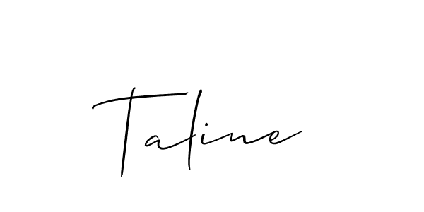 It looks lik you need a new signature style for name Taline. Design unique handwritten (Allison_Script) signature with our free signature maker in just a few clicks. Taline signature style 2 images and pictures png