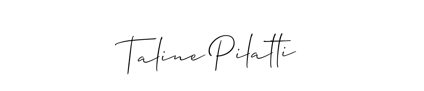 Also You can easily find your signature by using the search form. We will create Taline Pilatti name handwritten signature images for you free of cost using Allison_Script sign style. Taline Pilatti signature style 2 images and pictures png